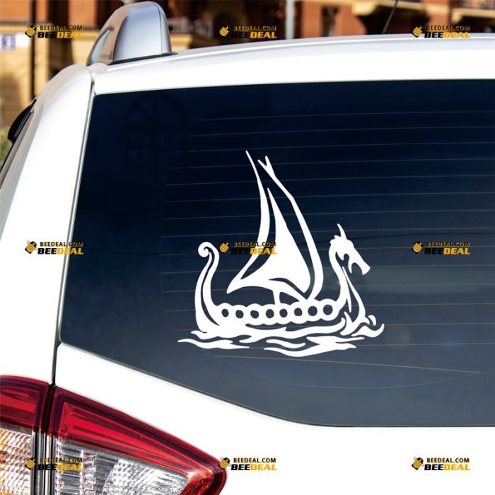 Viking Ship Sticker Decal Vinyl, Dragon Head, Norse Odin – Custom, Choose Size Color – For Car Laptop Window Boat – Die Cut No Background 062632326