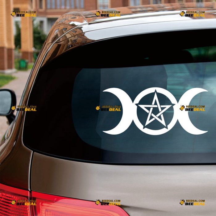 Triple Moon Sticker Decal Vinyl, Pagan Wicca Symbol – Custom, Choose Size Color – For Car Laptop Window Boat – Die Cut No Background 062731246