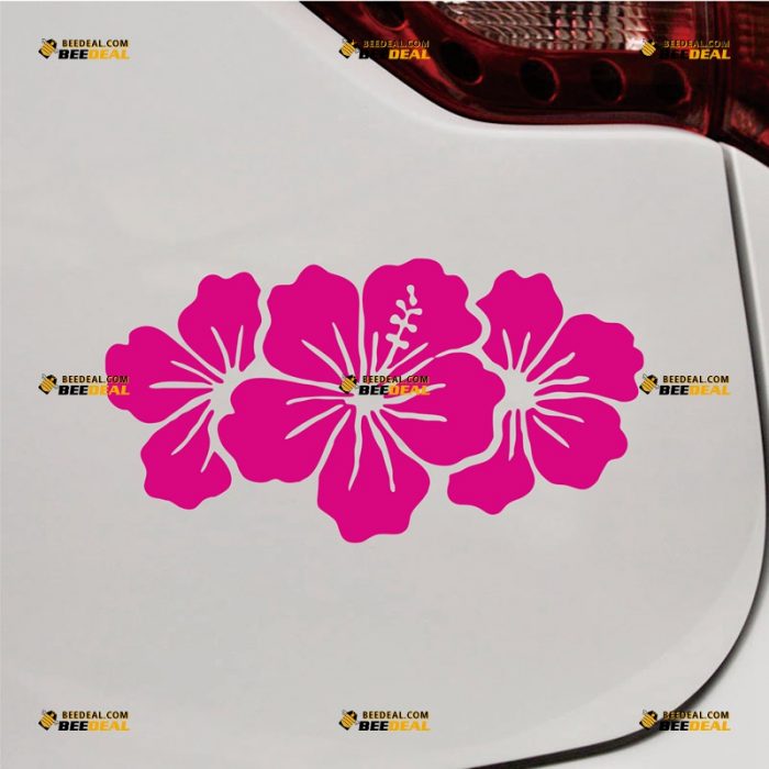 Hibiscus Flowers Sticker Decal Vinyl, Hawaii – Custom, Choose Size Color – For Car Laptop Window Boat – Die Cut No Background 062731409