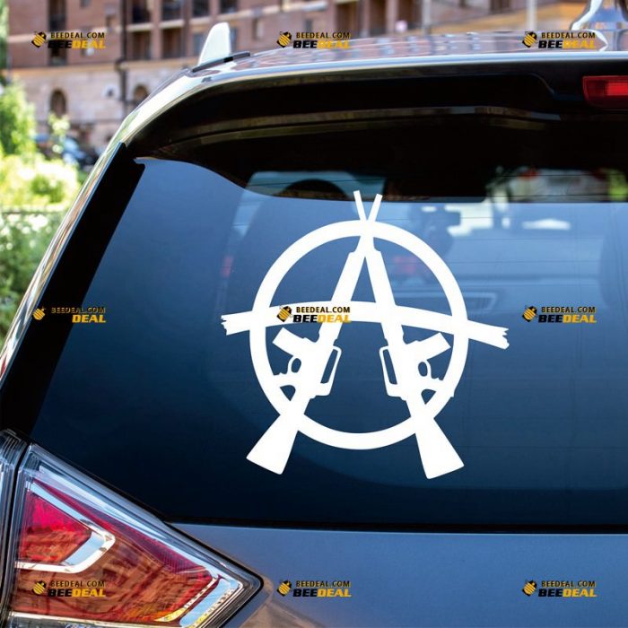 Anarchy Sticker Decal Vinyl, Anarchism Symbol, Rifle 2nd Amendment – Custom Choose Size Color – For Car Laptop Window Boat – Die Cut No Background 062531712