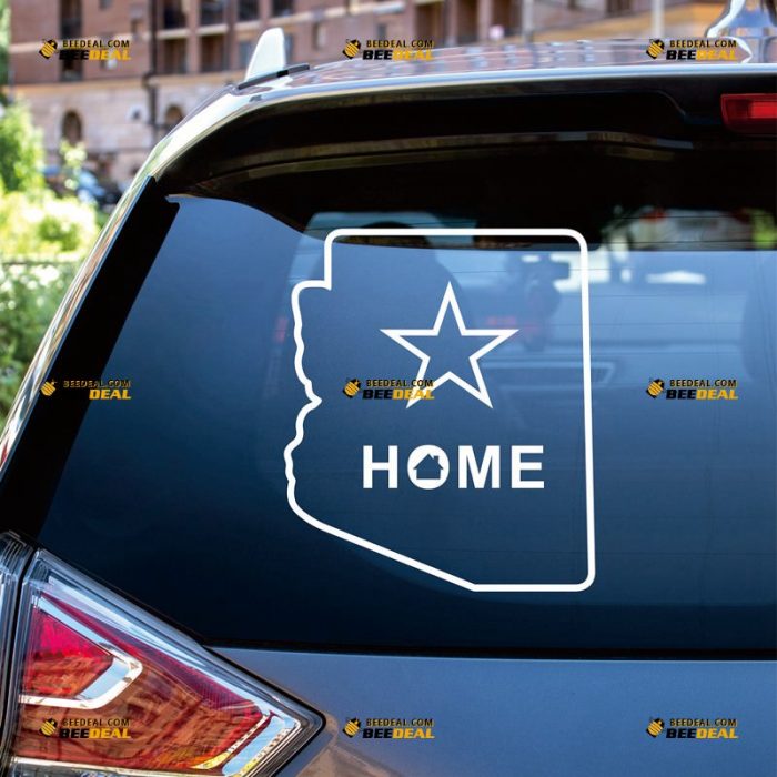 Arizona Sticker Decal Vinyl, American AZ State Flag And Map, Single Color, Home Pride – Custom Choose Size Color – For Car Laptop Window Boat – Die Cut No Background 062531712