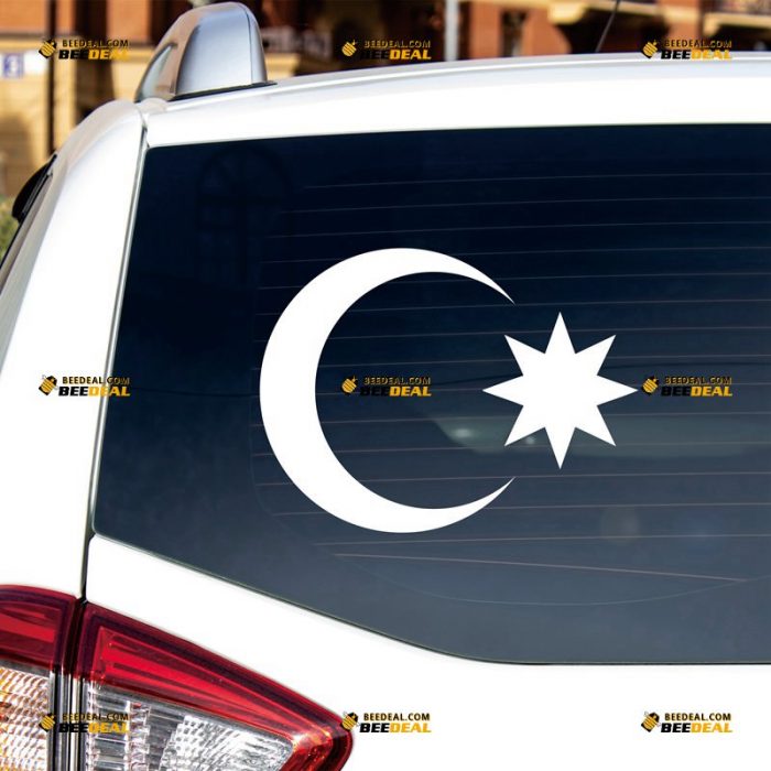 Azerbaijan Sticker Decal Vinyl, Flag Crescent Star – Custom Choose Size Color – For Car Laptop Window Boat – Die Cut No Background