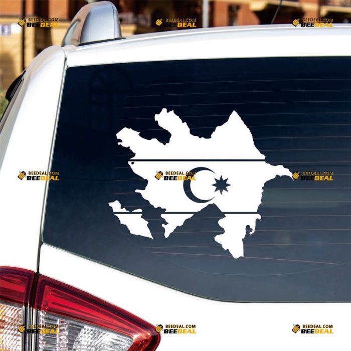 Azerbaijan Sticker Decal Vinyl, Flag And Map Outline, Single Color, Home Pride – Custom Choose Size Color – For Car Laptop Window Boat – Die Cut No Background