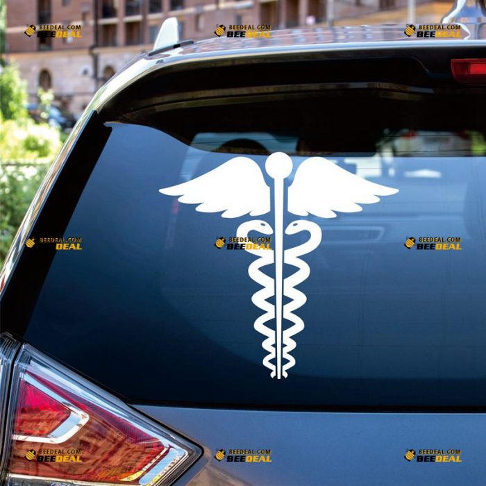 Caduceus Sticker Decal Vinyl, EMT Medical Symbol – Custom Choose Size Color – For Car Laptop Window Boat – Die Cut No Background 062532101