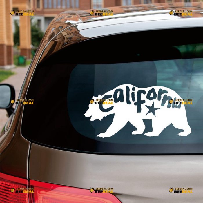 California Sticker Decal Vinyl, State Bear, Cali Republic Flag – Custom Choose Size Color – For Car Laptop Window Boat – Die Cut No Background 062331232