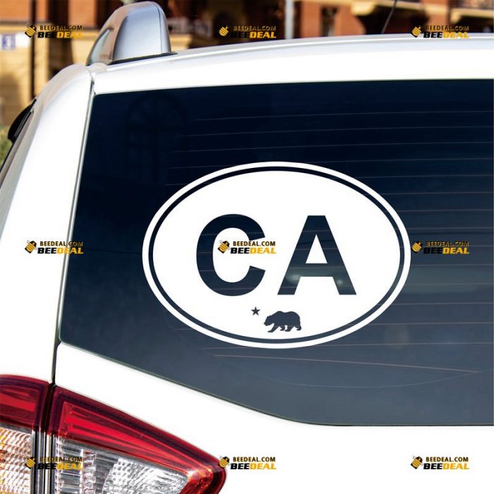 California Sticker Decal Vinyl, Cali Republic Oval Code CA – Custom Choose Size Color – For Car Laptop Window Boat – Die Cut No Background