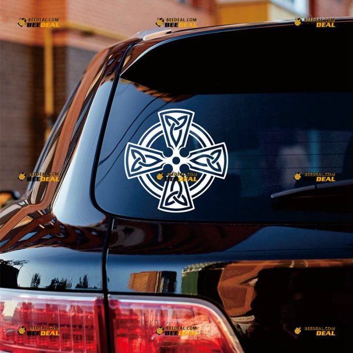 Celtic Cross Sticker Decal Vinyl – Custom Choose Size Color – For Car Laptop Window Boat – Die Cut No Background 062232313