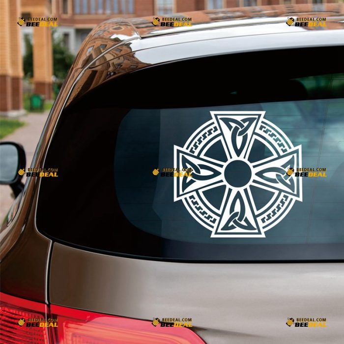 Celtic Cross Sticker Decal Vinyl – Custom Choose Size Color – For Car Laptop Window Boat – Die Cut No Background 062232312