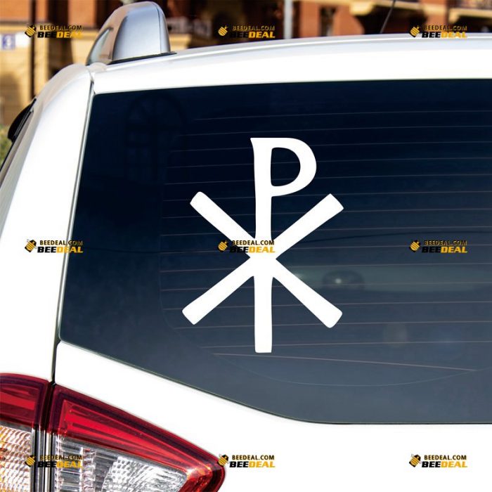 Chi Rho Sticker Decal Vinyl, Labarum Christogram Symbol, Jesus Christ – Custom Choose Size Color – For Car Laptop Window Boat – Die Cut No Background 062630901