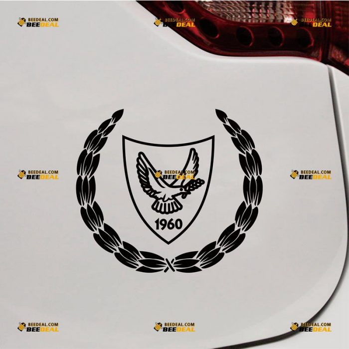 Cyprus Sticker Decal Vinyl, Country Coat Of Arms – Custom Choose Size Color – For Car Laptop Window Boat – Die Cut No Background 062231344