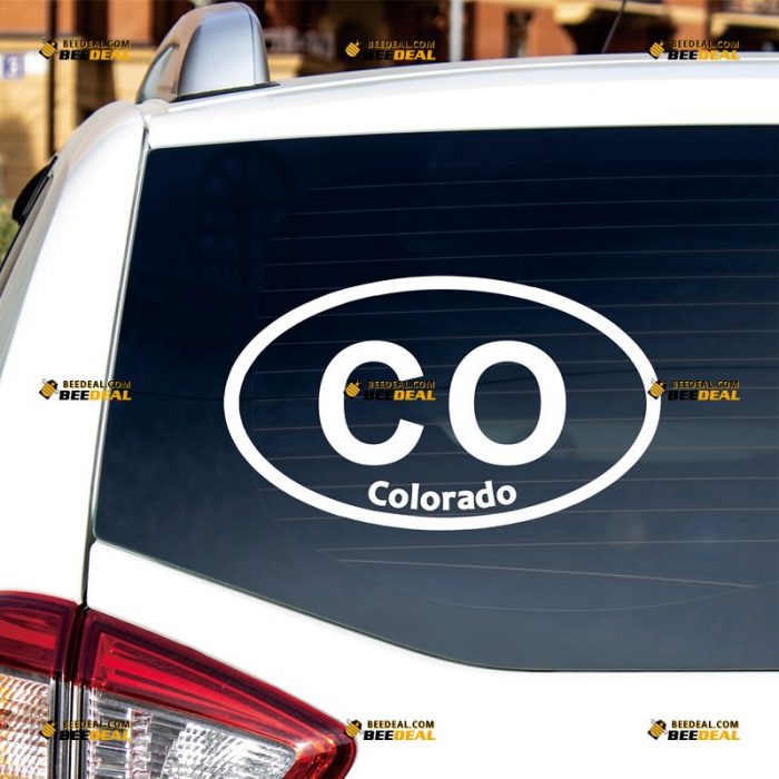 Colorado Sticker Decal Vinyl, American State Oval Code CO – Custom Choose Size Color – For Car Laptop Window Boat – Die Cut No Background