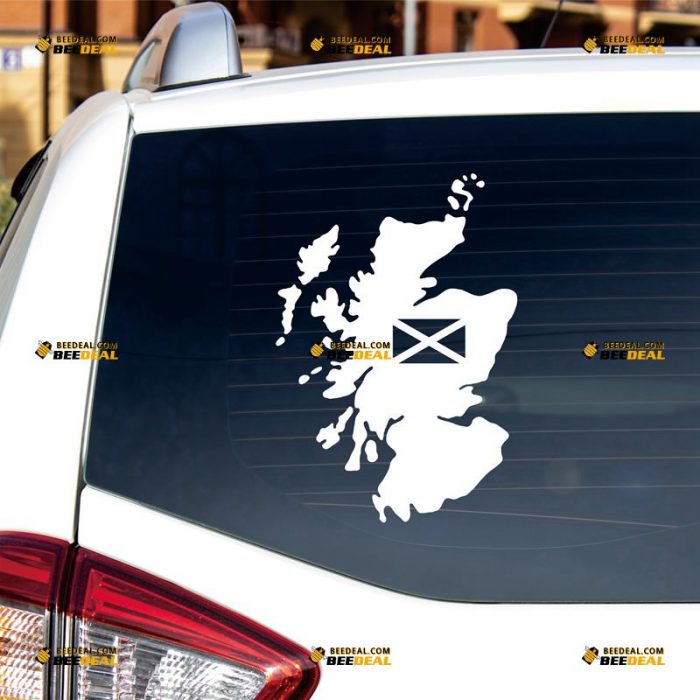 Scotland Sticker Decal Vinyl, Scottish Flag And Map Outline, Home Pride – Custom Choose Size Color – For Car Laptop Window Boat – Die Cut No Background 062231832