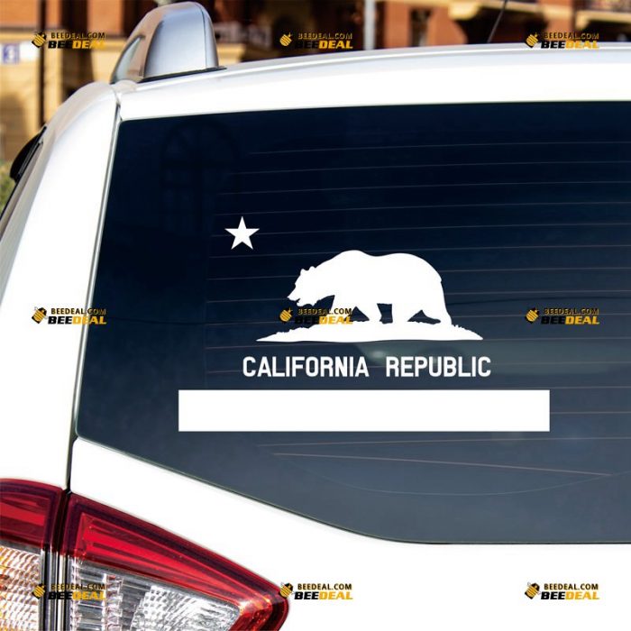 California Sticker Decal Vinyl, Cali Republic State Flag, Single Color – Custom Choose Size Color – For Car Laptop Window Boat – Die Cut No Background