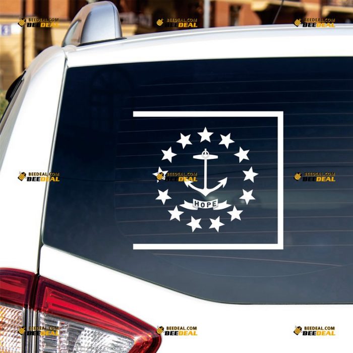 Rhode Island Sticker Decal Vinyl, State Flag, Single Color – Custom Choose Size Color – For Car Laptop Window Boat – Die Cut No Background