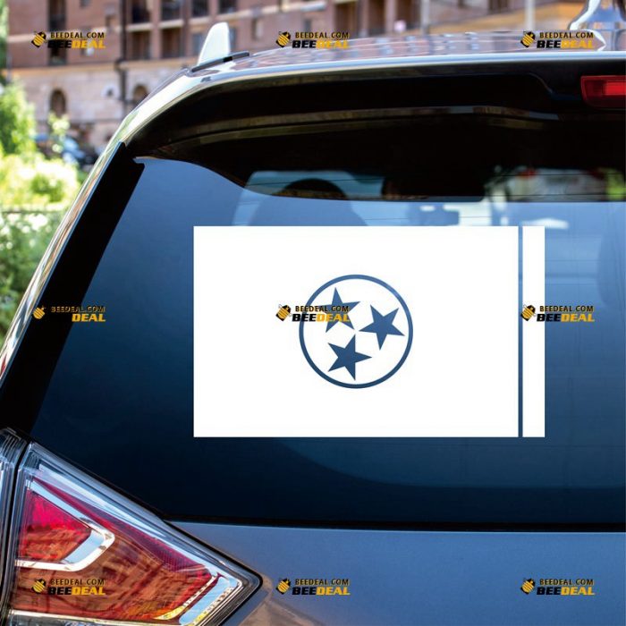 Tennessee Sticker Decal Vinyl, State Flag, Single Color – Custom Choose Size Color – For Car Laptop Window Boat – Die Cut No Background