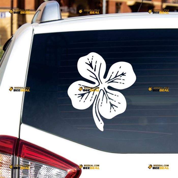 Clover Sticker Decal Vinyl, Four Leaf, Lucky Flower, Irish Shamrock – Custom Choose Size Color – For Car Laptop Window Boat – Die Cut No Background 062630855