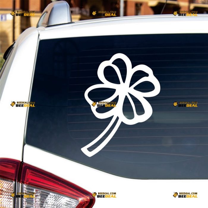 Clover Sticker Decal Vinyl, Four Leaf, Lucky Flower, Irish Shamrock – Custom Choose Size Color – For Car Laptop Window Boat – Die Cut No Background 062531631