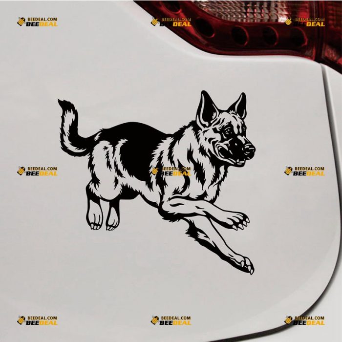 German Shepherd Sticker Decal Vinyl, Dog Running, K9 Police – Custom Choose Size Color – For Car Laptop Window Boat – Die Cut No Background 062630850