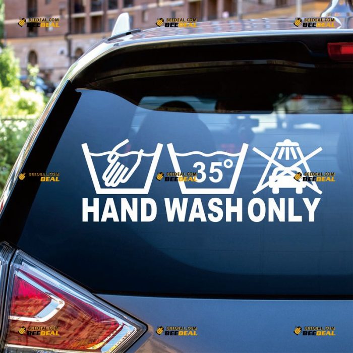 Hand Wash Only Sticker Decal Vinyl – Custom Choose Size Color – Die Cut No Background