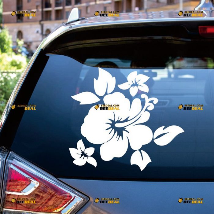 Hibiscus Flower Sticker Decal Vinyl, Hawaii, Single Color – Custom Choose Size Color – For Car Laptop Window Boat – Die Cut No Background 062531805