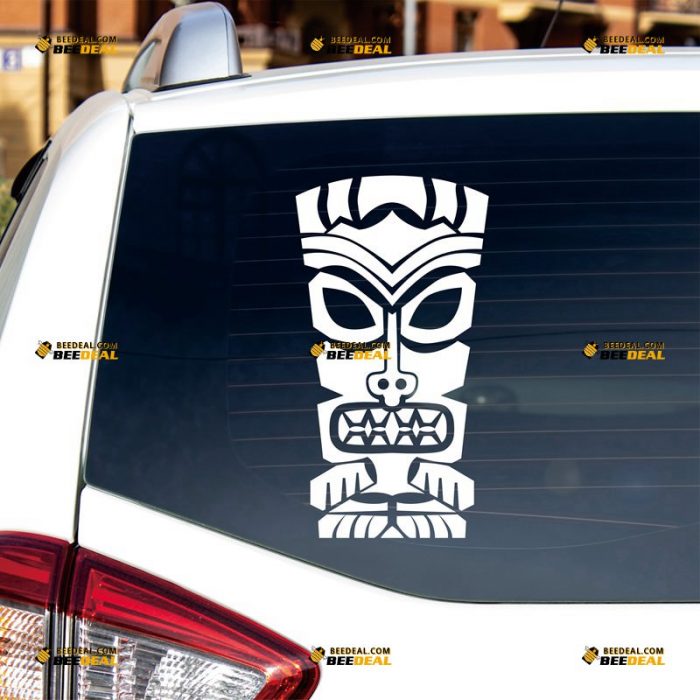 Tiki Sticker Decal Vinyl, Hawaii Tribal Mask, Hawaiian Totem – Custom Choose Size Color – For Car Laptop Window Boat – Die Cut No Background