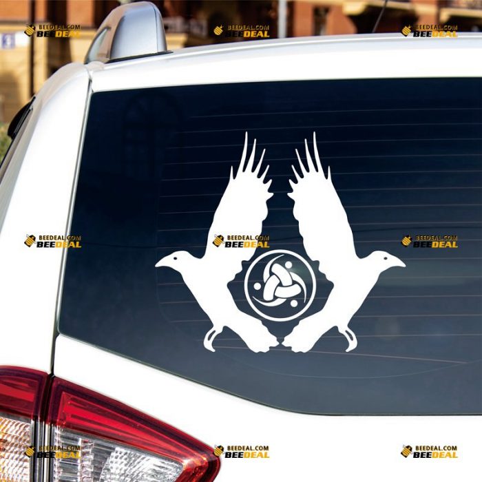 Huginn And Muninn Sticker Decal Vinyl, Twin Ravens, Celtic Knot, Norse Odin – Custom Choose Size Color – For Car Laptop Window Boat – Die Cut No Background 062531536