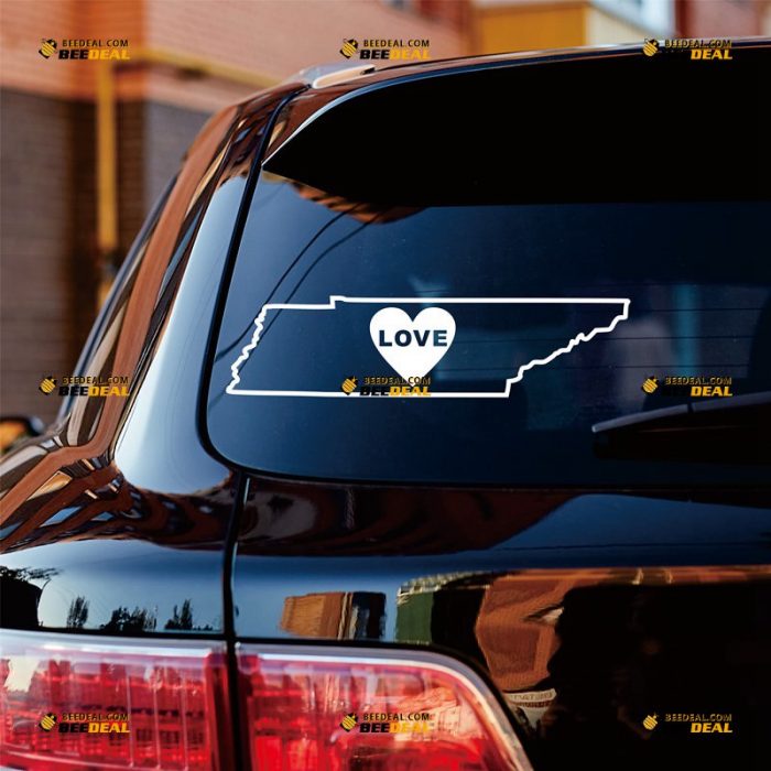 Tennessee Sticker Decal Vinyl, State Map Outline, Love Heart, Home Pride – Custom Choose Size Color – For Car Laptop Window Boat – Die Cut No Background