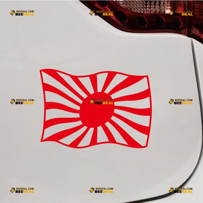 Rising Sun Sticker Decal Vinyl, Japanese Waving Flag – Custom Choose Size Color – For Car Laptop Window Boat – Die Cut No Background 062531506