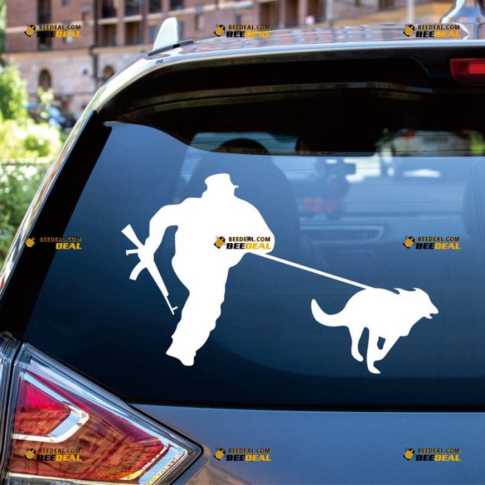 K9 Dog Sticker Decal Vinyl, Police Unit, German Shepherd Training, Rifle – Custom Choose Size Color – For Car Laptop Window Boat – Die Cut No Background 062531508