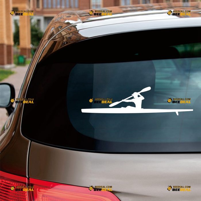 Kayak Sticker Decal Vinyl, Kayaker Sport, Paddle – Custom Choose Size Color – For Car Laptop Window Boat – Die Cut No Background 062531958