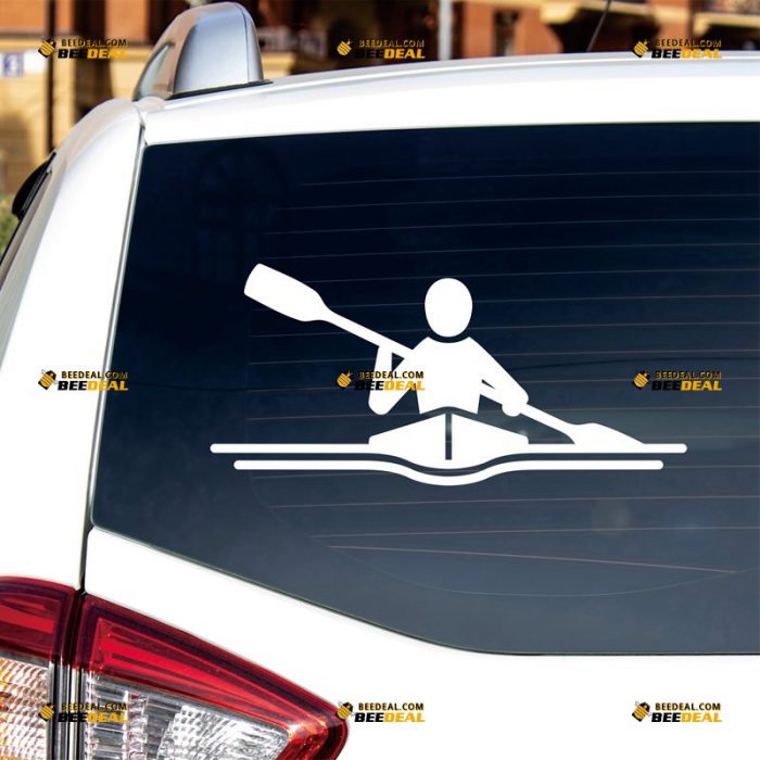 Kayak Sticker Decal Vinyl, Kayaker Sport, Paddle – Custom Choose Size Color – For Car Laptop Window Boat – Die Cut No Background 062531956