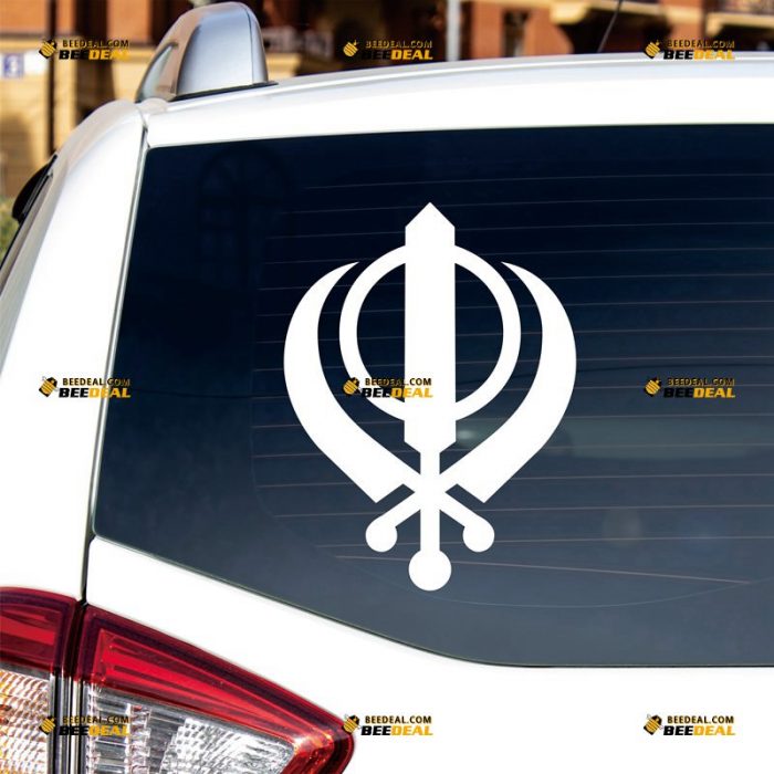 Khanda Sticker Decal Vinyl, Sikh Symbol, Faith, Deg Tegh Fateh – Custom Choose Size Color – For Car Laptop Window Boat – Die Cut No Background