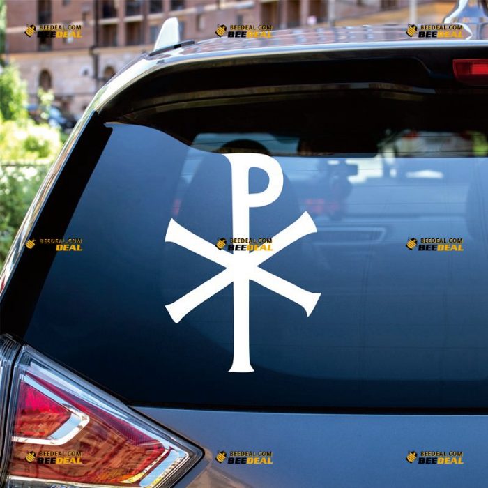 Chi Rho Sticker Decal Vinyl, Labarum Christogram Symbol, Jesus Christ – Custom Choose Size Color – For Car Laptop Window Boat – Die Cut No Background 062630841