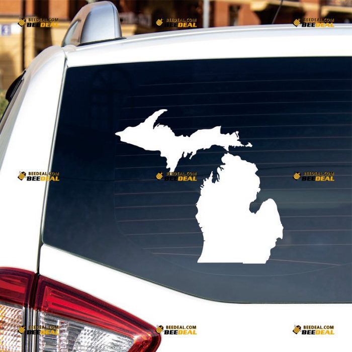 Michigan Sticker Decal Vinyl, State Map Silhouette – Custom Choose Size Color – For Car Laptop Window Boat – Die Cut No Background