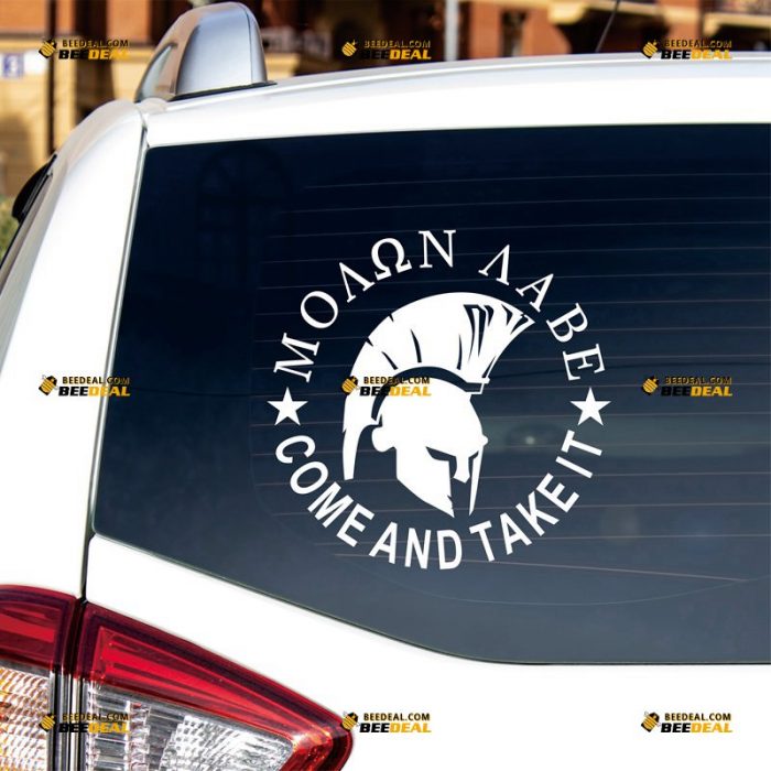 Molon Labe Sticker Decal Vinyl, Spartan Helmet, Come And Take It – Custom Choose Size Color – For Car Laptop Window Boat – Die Cut No Background 062231807