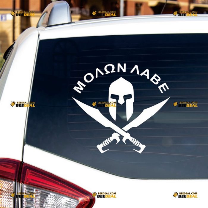 Molon Labe Sticker Decal Vinyl, Spartan Helmet Swords, Come And Take It – Custom Choose Size Color – For Car Laptop Window Boat – Die Cut No Background 062231806