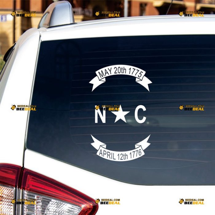 North Carolina Sticker Decal Vinyl, State Flag – Custom Choose Size Color – For Car Laptop Window Boat – Die Cut No Background