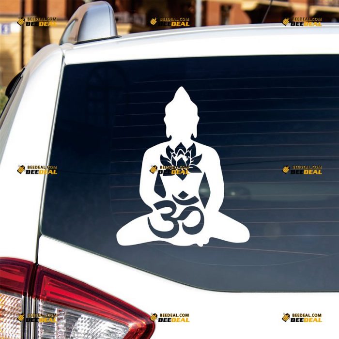 Buddha Sticker Decal Vinyl, Om Symbol, Aum, Yoga Lotus, Hindu Hinduism, Buddhism – Custom Choose Size Color – For Car Laptop Window Boat – Die Cut No Background 062630829