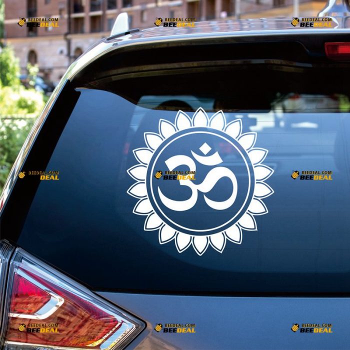 Om Sticker Decal Vinyl, Yoga Symbol, Buddha Lotus – Custom Choose Size Color – For Car Laptop Window Boat – Die Cut No Background 062532105