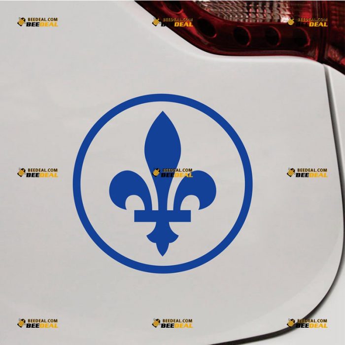 Quebec Sticker Decal Vinyl, Fleur De Lys Canada Circle – Custom Choose Size Color – For Car Laptop Window Boat – Die Cut No Background