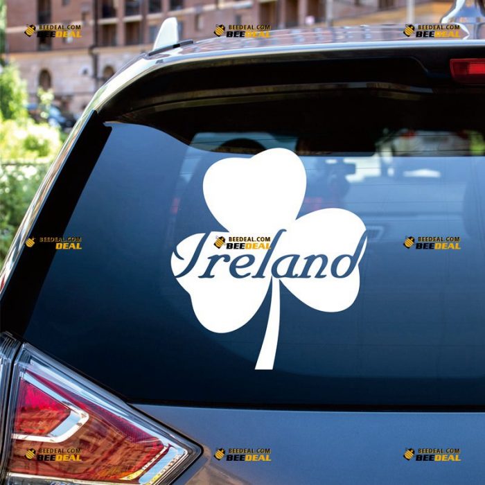 Shamrock Sticker Decal Vinyl, Irish Clover, Ireland Flower – Custom Choose Size Color – For Car Laptop Window Boat – Die Cut No Background 062231759