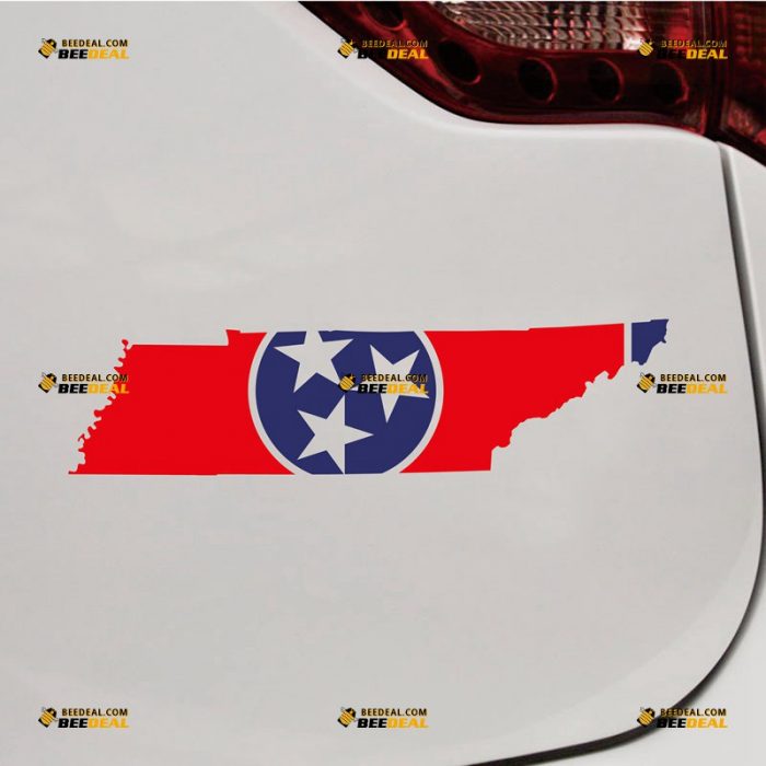 Tennessee Sticker Decal Vinyl, State Flag And Map – Custom Choose Size – For Car Laptop Window Boat – Die Cut No Background 062231520