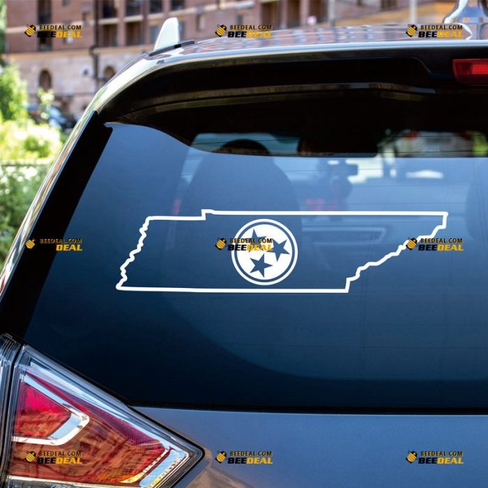 Tennessee Sticker Decal Vinyl, State Flag And Map, Single Color – Custom Choose Size Color – For Car Laptop Window Boat – Die Cut No Background 062231518