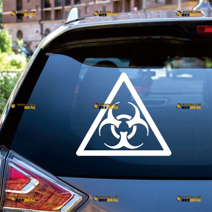 Biohazard Sticker Decal Vinyl, Danger Warning Sign, Triangle – Custom Choose Size Color – For Car Laptop Window Boat – Die Cut No Background 080302