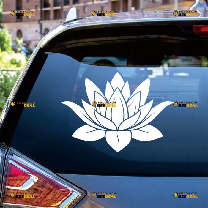 Lotus Sticker Decal Vinyl, Buddha, Buddhism, India Nepal – Custom Choose Size Color – For Car Laptop Window Boat – Die Cut No Background 062430050