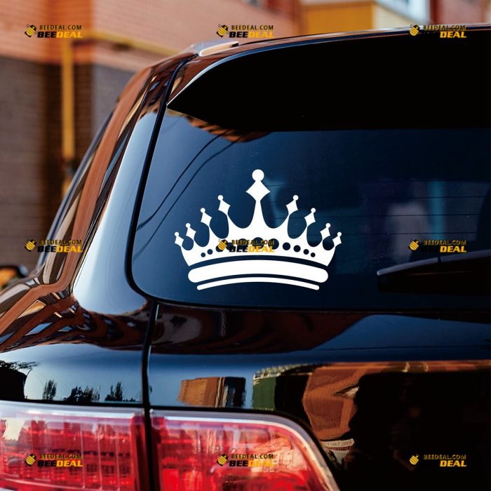 Crown Sticker Decal Vinyl, Prince Princess King – Custom Choose Size Color – For Car Laptop Window Boat – Die Cut No Background 062430050