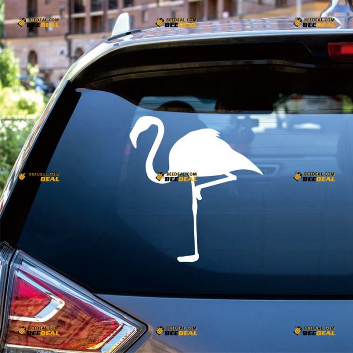 Flamingo Sticker Decal Vinyl, Bird, Single Color, Pink – Custom Choose Size Color – For Car Laptop Window Boat – Die Cut No Background