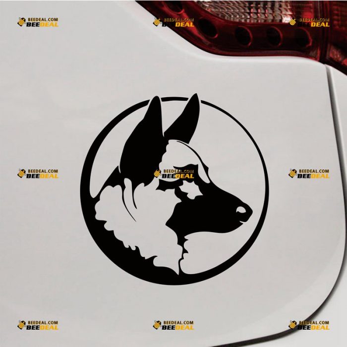 German Shepherd Sticker Decal Vinyl, K9 Dog Head, Circle – Custom Choose Size Color – For Car Laptop Window Boat – Die Cut No Background 062331937