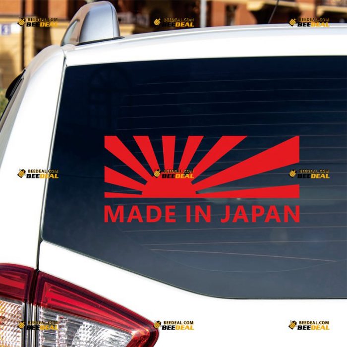 Made In Japan Sticker Decal Vinyl, Fit for Honda Toyota Mazda Subaru Nissan, Japanese Rising Sun Flag – Custom Choose Size Color – For Car Truck – Die Cut No Background 062331920