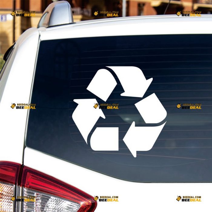 Recycle Sticker Decal Vinyl, Recycling Symbol Sign – Custom Choose Size Color – For Car Laptop Window Boat – Die Cut No Background 062331620